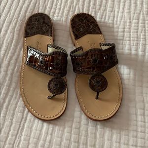 Chocolate brown croc pattern leather Jack Rogers